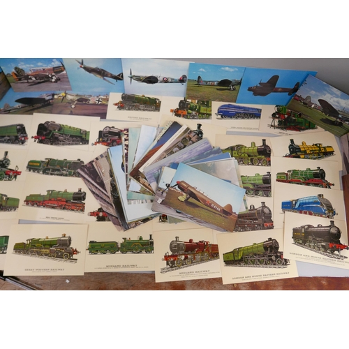 2066 - Approximately 70 trains and planes postcards