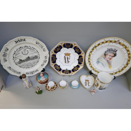 2071 - A miniature Royal Crown Derby 1128 pattern cup and saucer, other Derby, Worcester, etc.