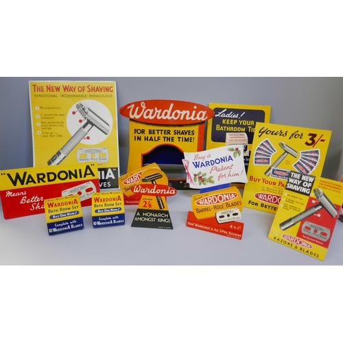 2078 - A collection of mid-century shop display items including Wardonia Bathroom Set boxes, Wardonia adver... 