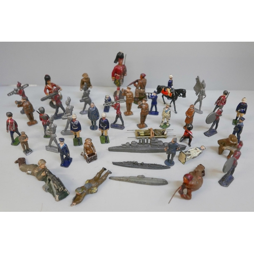 2080 - Lead and elastolin military figures