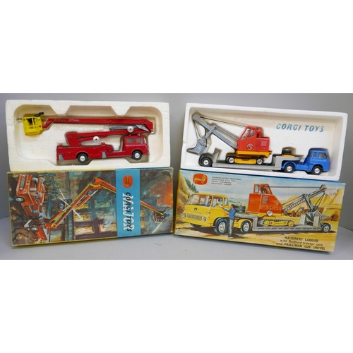 2083 - Two Corgi Major Toys die cast model vehicles; 1127 Simon Snorkel Fire Engine and 27 Machinery Carrie... 