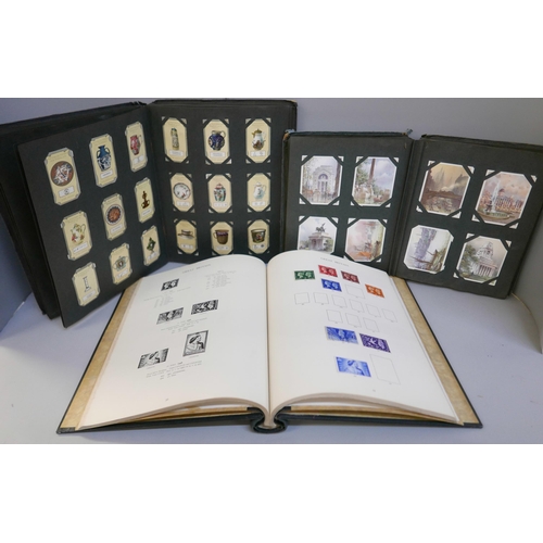 2090 - Two albums of cigarette cards including large size Players Picturesque Cottages, A Nature Calendar, ... 