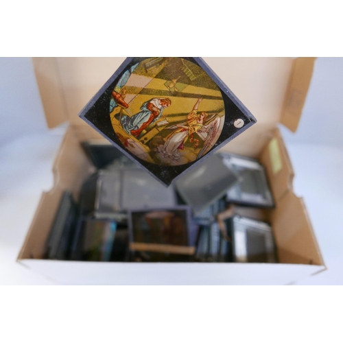 2099 - A box of lantern slides, mainly black and white scenic views but also some coloured