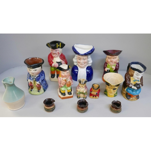 2108 - A collection of nine Toby jugs and other pottery