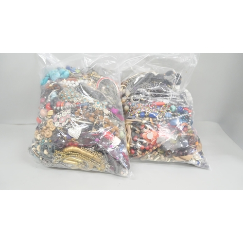 2140 - Two bags of costume jewellery