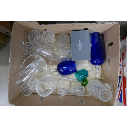 2204 - Two boxes of assorted crystal and glassware including Waterford **PLEASE NOTE THIS LOT IS NOT ELIGIB... 