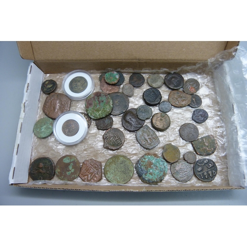 2214 - A collection of Roman and Byzantine coins and a collection of commemorative crowns