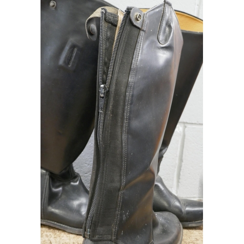 2259 - Two pairs of mens black leather horse riding boots, one full length pair made by Toggi, size 10 UK a... 