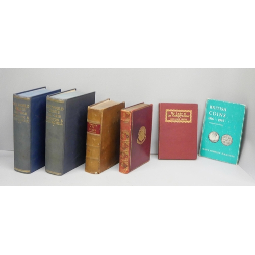 2279 - Two boxes; books and treen including two model boats **PLEASE NOTE THIS LOT IS NOT ELIGIBLE FOR IN-H... 