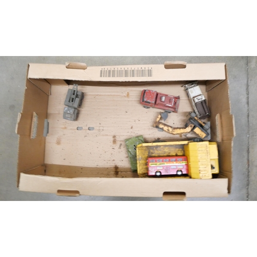 2286 - A box of mainly Tonka Toys, rusted, and a box of Burago and other die-cast model vehicles **PLEASE N... 