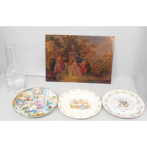 2297 - Six boxes of assorted figures and assorted china and a glass cake stand and dome **PLEASE NOTE THIS ... 