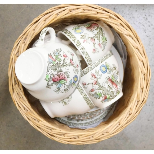 2301 - Two boxes of Indian Tree dinner service including dinner plates, side plates, milk jug, two teapots ... 