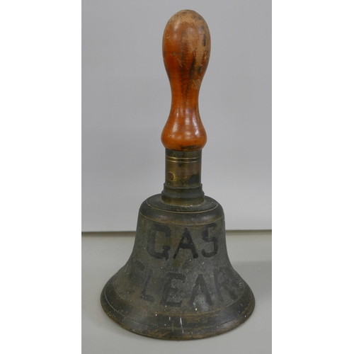 2309 - A WWII brass handbell with large broad arrow