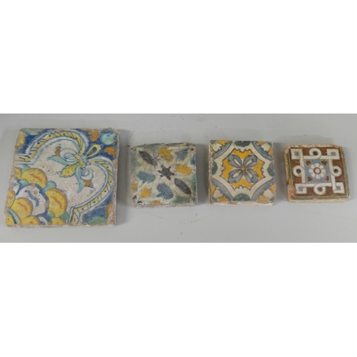 2320 - Four 18th Century or earlier tiles, Southern European