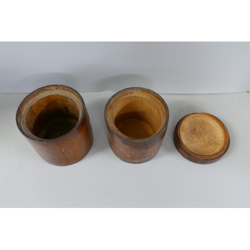 2328 - Two Chinese brush pots, one lacking lid