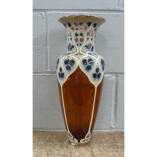 2330 - A tall Doulton stoneware vase, 41cm, chip to base