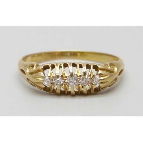 7004 - An 18ct gold and diamond ring, 2.5g, O/P