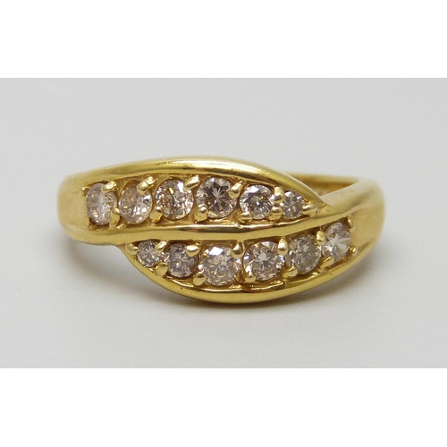 7007 - An 18ct gold and diamond ring, 0.6 carat of brilliant cut diamonds, 5.1g, N/O