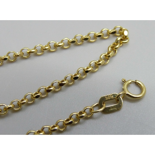 7008 - A 9ct gold belcher chain bracelet, 1.03g, 19cm