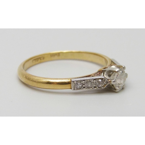 7021 - An 18ct gold platinum set diamond ring, 2.3g, L