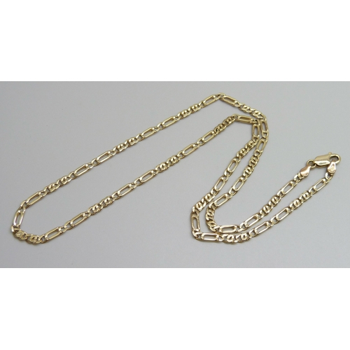 7022 - A 9ct gold figaro link chain, 10.3g, 47cm