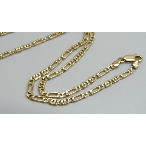 7022 - A 9ct gold figaro link chain, 10.3g, 47cm