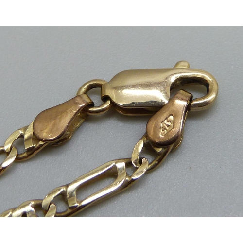 7022 - A 9ct gold figaro link chain, 10.3g, 47cm