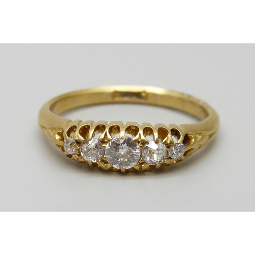 7030 - An 18ct gold and diamond ring, 3.3g, N