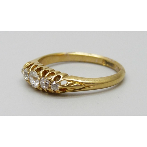 7030 - An 18ct gold and diamond ring, 3.3g, N