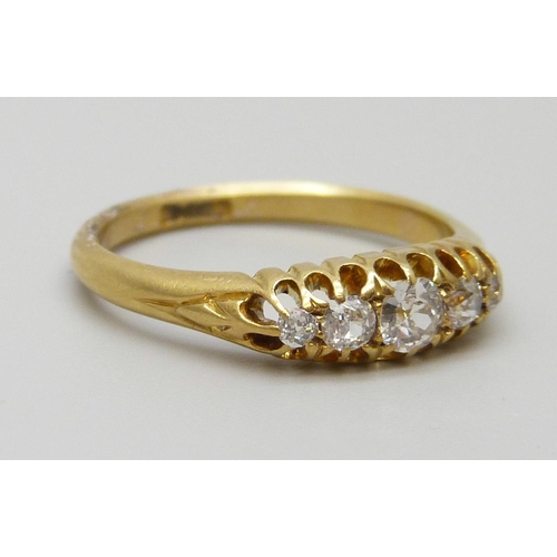 7030 - An 18ct gold and diamond ring, 3.3g, N