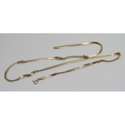 7076 - A 9ct gold necklace, 3.2g, a/f