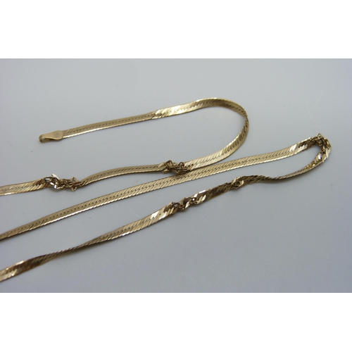 7076 - A 9ct gold necklace, 3.2g, a/f