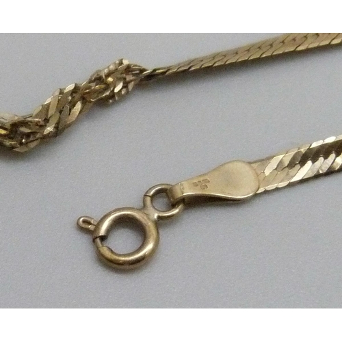 7076 - A 9ct gold necklace, 3.2g, a/f