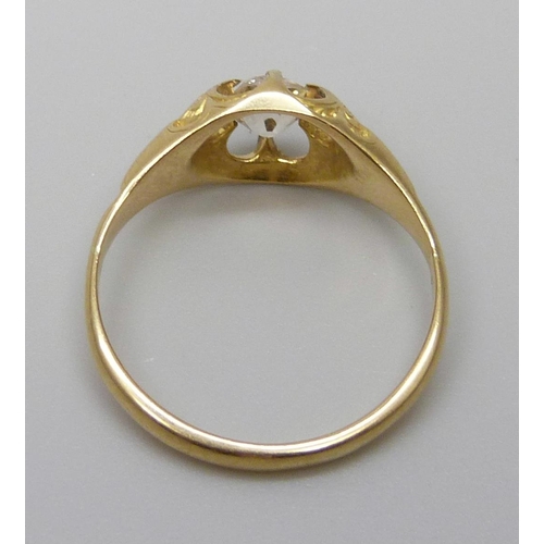 7094 - A Victorian 18ct yellow gold solitaire old cut diamond ring, 2.8g, K/L