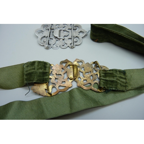 7156 - A silver engraved buckle, Birmingham 1899 and an Art Nouveau example