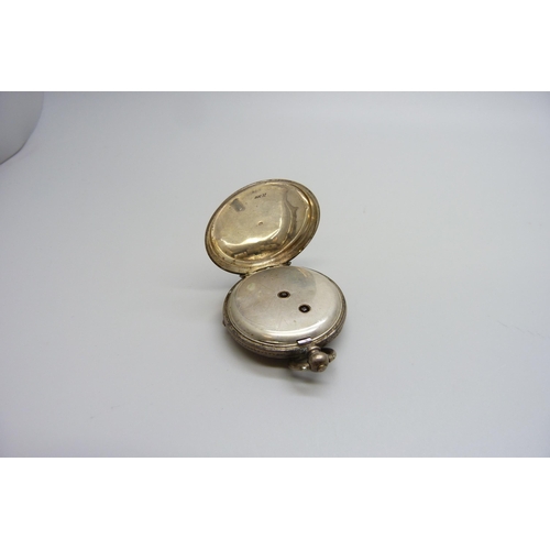 7160 - Two silver thimbles and a fob watch