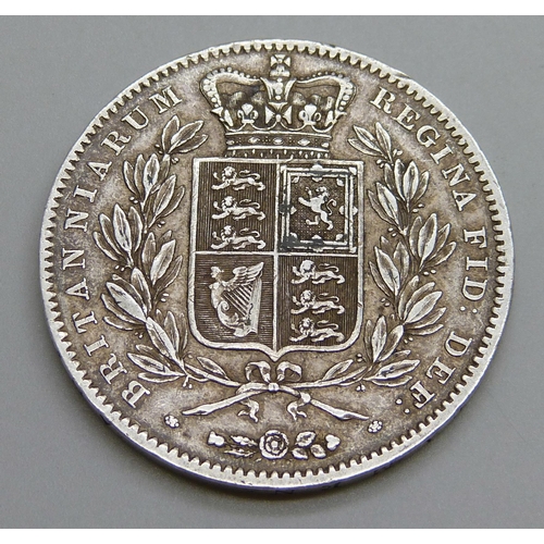 7171 - 1847 Victoria silver crown, edge inscription with cinquefoil stops, DECUS ET TUTAMEN ANNO REGNI XI, ... 