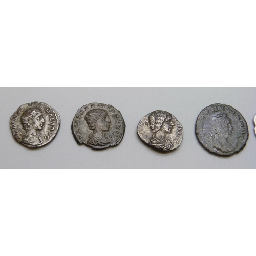 7184 - A collection of silver/Billon Roman coins of Julia Domna, Julia Mamaea, Julia Maesa, Julia Soaemias,... 