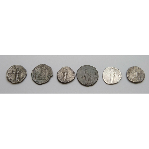 7184 - A collection of silver/Billon Roman coins of Julia Domna, Julia Mamaea, Julia Maesa, Julia Soaemias,... 