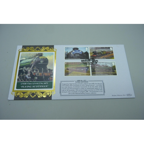 7192 - The Flying Scotsman Limited Edition cover proofs, plus Royal Mint £2 coin cover and classic locomoti... 