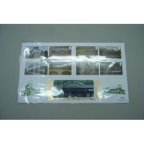 7192 - The Flying Scotsman Limited Edition cover proofs, plus Royal Mint £2 coin cover and classic locomoti... 