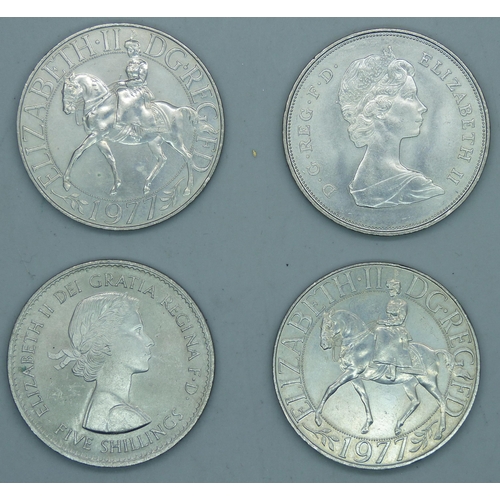 7195B - A 1935 half-silver crown, three £5 coins and four commemorative crowns