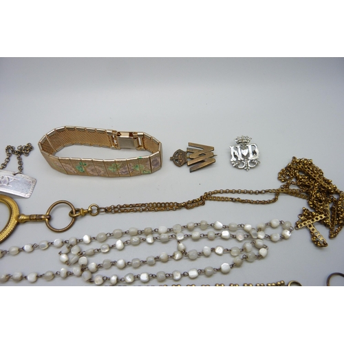 7218 - A fancy link guard chain, Victorian bracelet, etc.