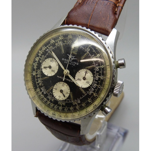 7255 - A Breitling Navitimer stainless steel manual wind chronograph wristwatch, ref. 806, circa 1971, 40mm