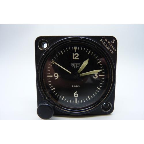 7258 - A Heuer 8-day manual wind dashboard clock