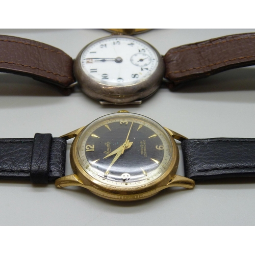 7260 - A group of five mechanical watches to include two silver examples