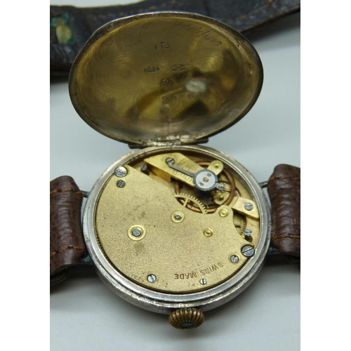 7260 - A group of five mechanical watches to include two silver examples