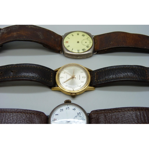 7260 - A group of five mechanical watches to include two silver examples