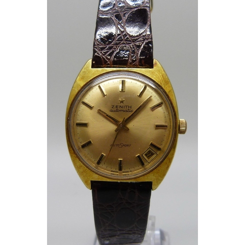 7265 - A Zenith Autosport gold plated automatic wristwatch, circa 1973, 33mm