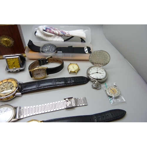 7271 - A collection of watches to include pocket watches, a Swiza desk clock, a purse watch, wristwatches, ... 